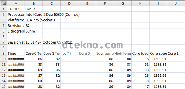 CoreTemp log