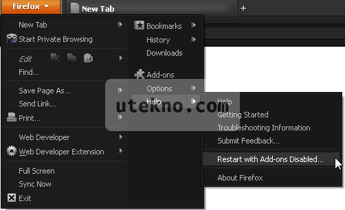 Firefox Restart with add-ons disabled