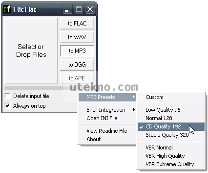 FlicFlac Settings MP3 Presets