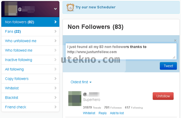 JustUnFollow non followers list