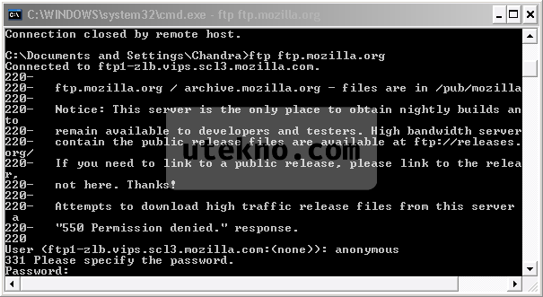 Windows command prompt ftp Mozilla