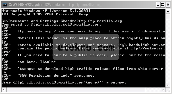 Windows command prompt ftp