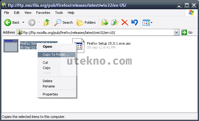 Windows Explorer FTP Firefox Copy To