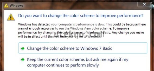 windows 7 color scheme warning