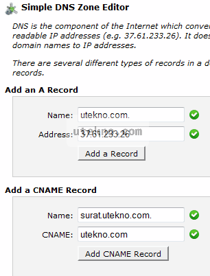 cpanel simple dns zone editor