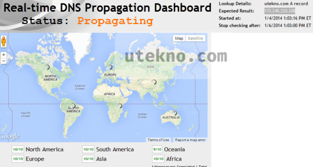 dns propagation check a record status