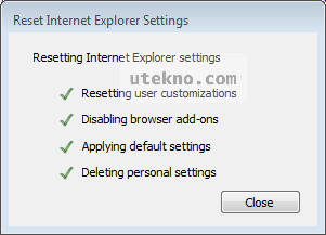 ie9 reset internet explorer settings completed