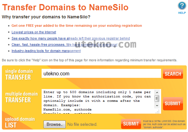 namesilo transfer domain