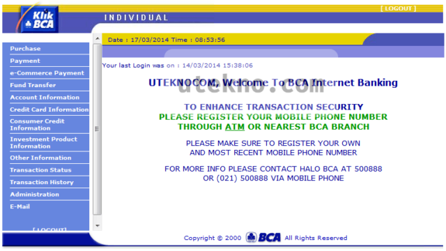 bca internet banking selamat datang