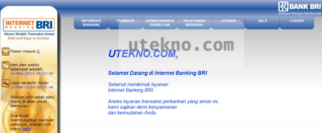 bri internet banking selamat datang