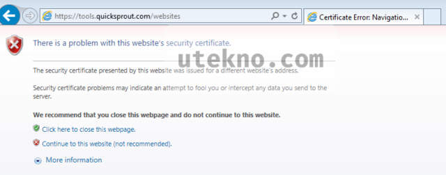 ie11 certificate error navigation blocked