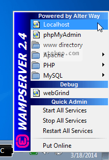 wampserver system tray menu