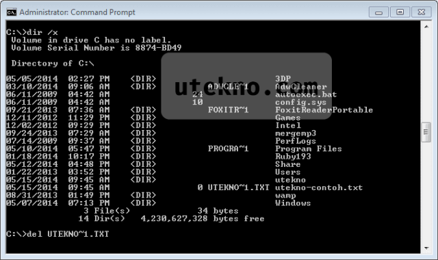 command-prompt-dir-x-del