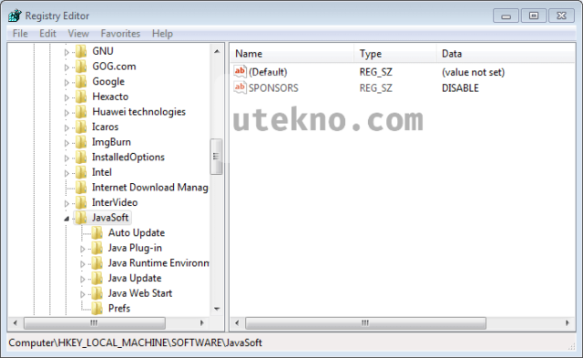 registry editor hkey local machine javasoft