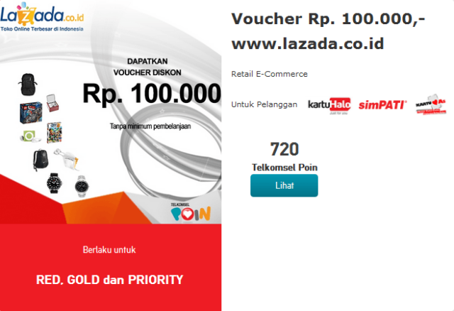 telkomsel poin voucher lazada rp 100000