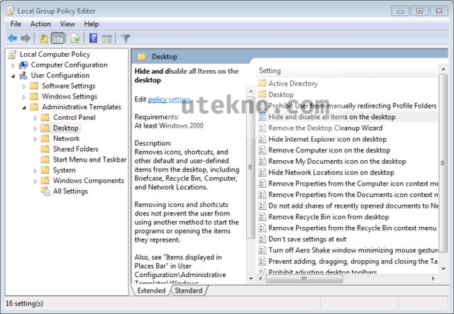 gpedit user configuration desktop