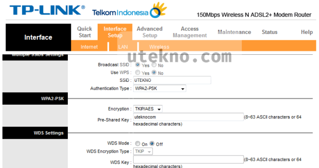 wifi modem interface setup wireless ssid