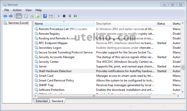 windows 7 services shell hardware detection