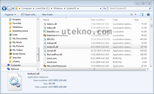windows 7 system32 binkw32 dll