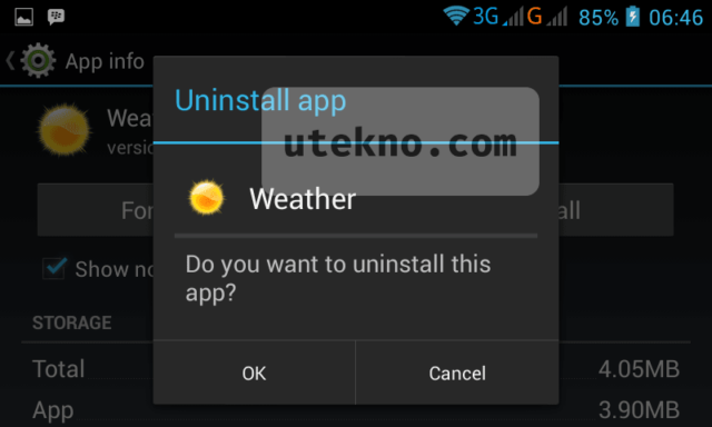 android uninstall app