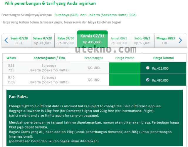 citilink pilih penerbangan tarif surabaya jakarta