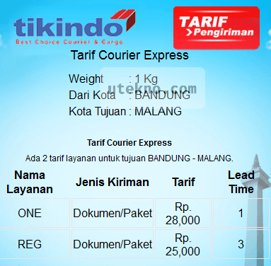 tikindo tarif pengiriman bandung malang