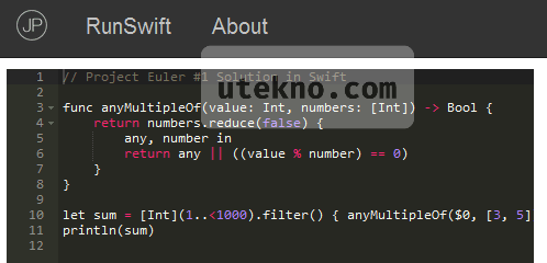 RunSwift: Mencoba bahasa pemrograman Swift secara online 