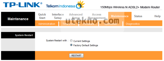 tp link maintenance system restart