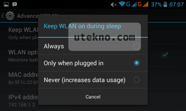 android keep wlan on during sleep