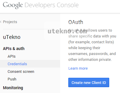 google developers console oauth