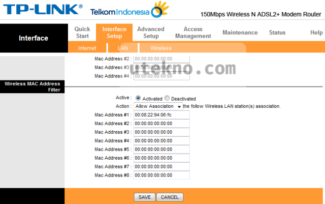 tp link interface setup wireless mac address filter