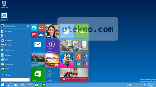 windows 10 technical preview start menu