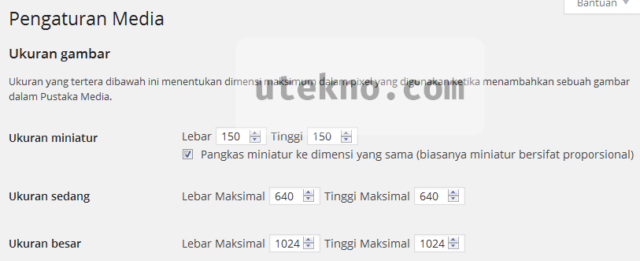 wordpress ukuran gambar