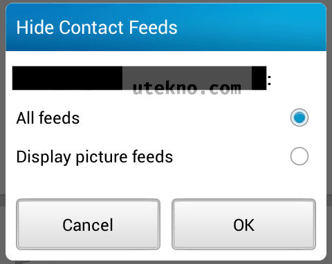 android bbm hide contact feeds