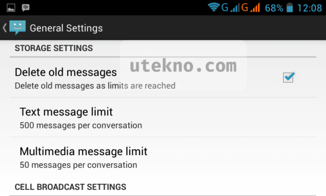 android messaging storage settings