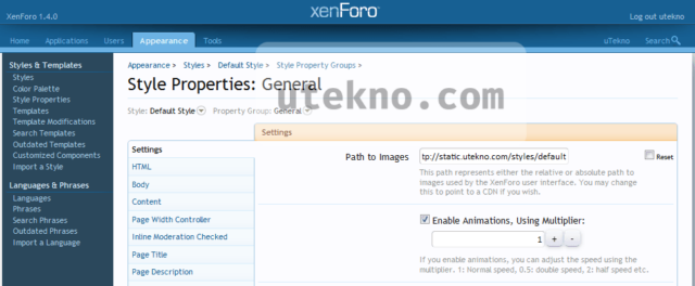 xenforo style properties general path to image