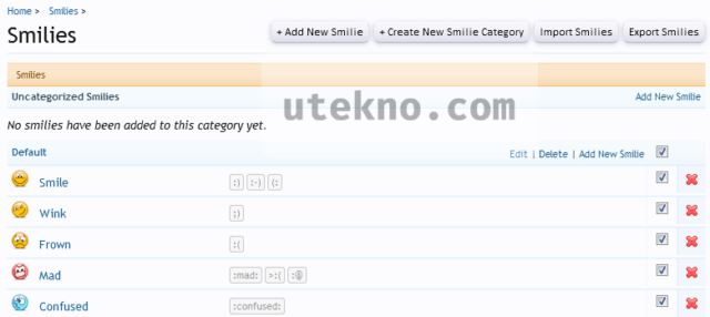 xenforo smilies settings