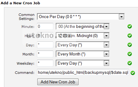 cpanel add a new cron job