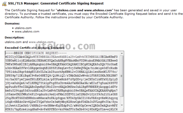 cpanel generated certificate signing request