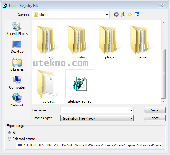 export registry file