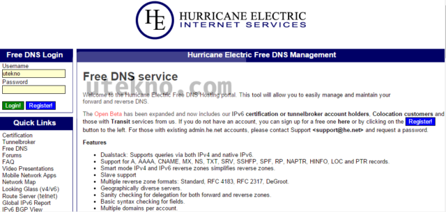 hurricane electric hosted dns