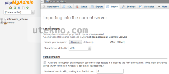 cpanel-phpmyadmin-import