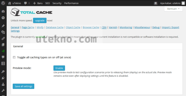 w3 total cache general settings