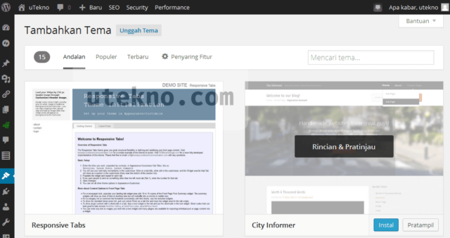 wordpress tambahkan tema