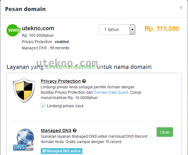 rumahweb pesan domain