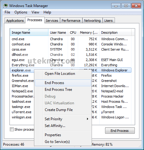 windows task manager end process