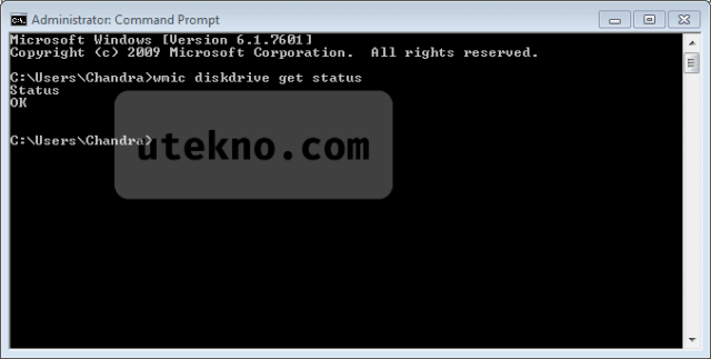 wmic diskdrive get status