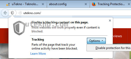 firefox tracking protection active