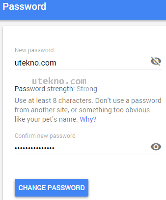 google account change password