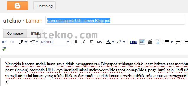 blogspot laman baru judul url